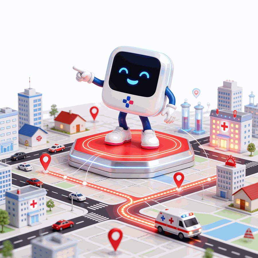 Healzapp for Clinics and Clinic Chains — clinic management software for single clinics, multi-specialty clinics and multi-branch clinic groups, illustrated as a connected network of clinics across a city